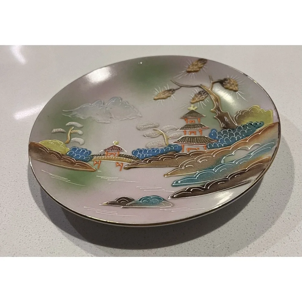 Vintage Japanese 3D Hand painted Wall‎ Display Plate 7